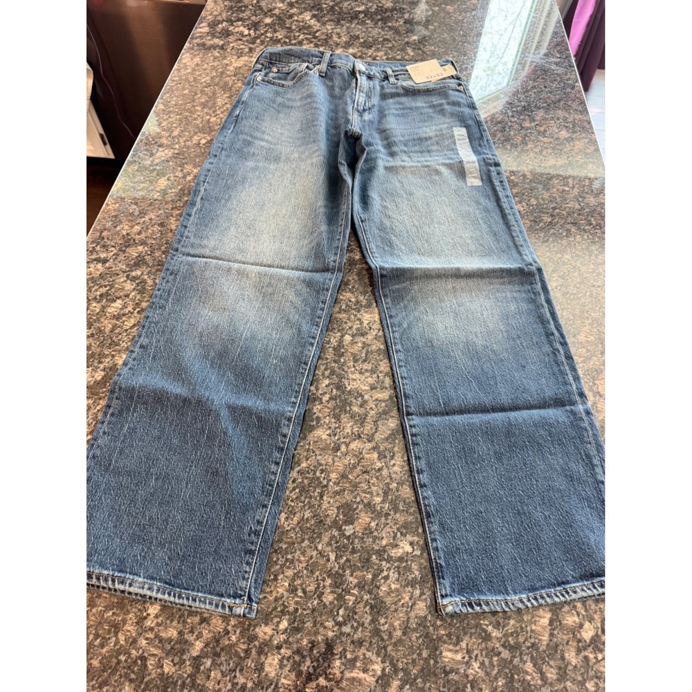 Aeropostale Mens Baggy Stretch Jeans 32x32 Medium Wash Blue Wide Leg Denim